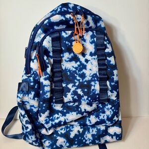 NWOT. Ecotech 17" Logan Backpack 100% Recyclable - Bleach Dye Navy color.